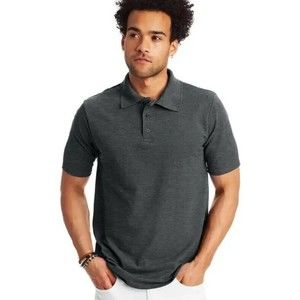 Hanes Big Mens 5XL X-Temp Pique Polo Sport Shirt Fresh IQ Charcoal Grey, NWT